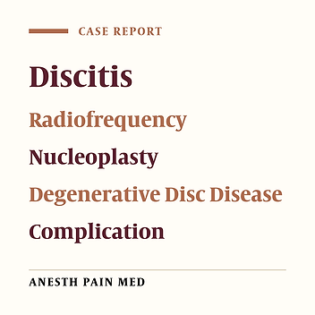 Discitis Following Radiofrequency Nucleoplasty: A Case Report
