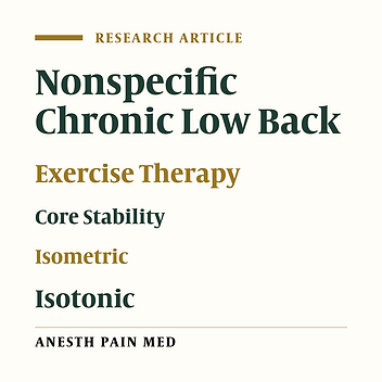 Isometric vs Isotonic Core Stabilization Exercises to Improve Pain and Disability in Patients with Non-specific Chronic Low Back Pain: A Randomized Controlled Trial