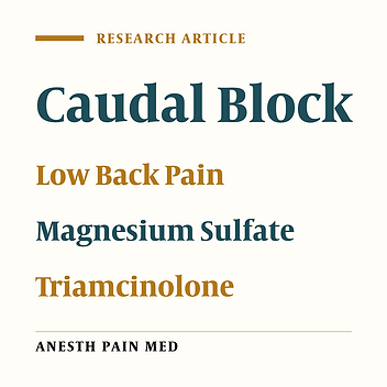 A Comparison of Analgesic Efficacy of Triamcinolone vs Magnesium Sulfate as Adjuvants in Caudal Block in Patients with Low Back Pain: A Double-Blind Randomized Controlled Trial