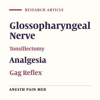 The Effect of Glossopharyngeal Nerve Block on Post-Tonsillectomy Pain of Children; Randomized Controlled Trial
