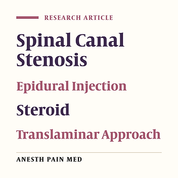 Short-Term Efficacy of Epidural Injection of Triamcinolone Through Translaminar Approach for the Treatment of Lumbar Canal Stenosis