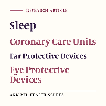 Comparing the effects of using Earplugs and eye masks on sleep quality of patients in coronary care unit (CCU)