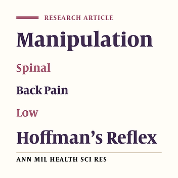 Evaluation of lumbosacral manipulation on motoneuronal activity in patients with low back pain