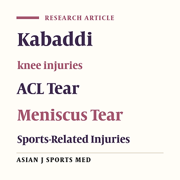 Epidemiology of Knee Injuries in Indian Kabaddi Players
