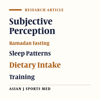 Subjective Perception of Sports Performance, Training, Sleep and Dietary Patterns of Malaysian Junior Muslim Athletes during Ramadan Intermittent Fasting