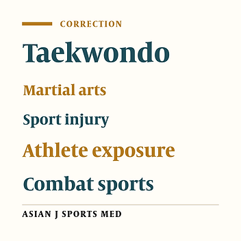 An Addendum to Injury Rates in Iranian Taekwondo Athletes; a Prospective Study