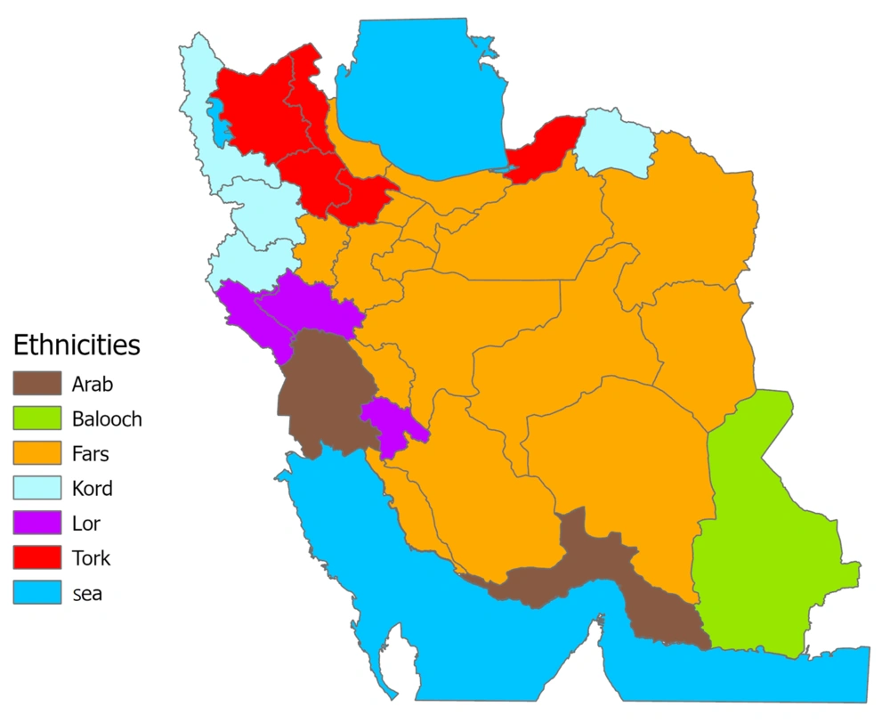 Map of the dominant ethnicity of the Iran's provinces Map of the dominant ethnicity of the Iran's provinces