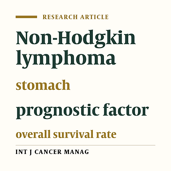 Primary Non-Hodgkin Lymphoma of the Stomach: Clinicopathological Characteristics and Prognostic Factors in Iranian Patients