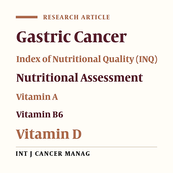 The Association Between Index of Nutritional Quality (INQ) and Gastric Cancer and Evaluation of Nutrient Intakes of Gastric Cancer Patients: A Case-Control Study