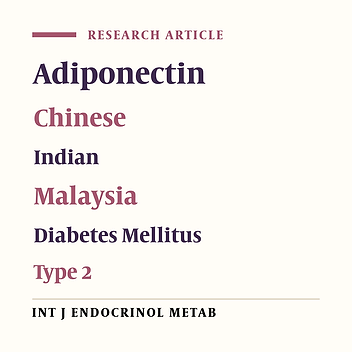 Effect of Ethnicity, Dietary Intake and Physical Activity on Plasma Adiponectin Concentrations Among Malaysian Patients with Type 2 Diabetes Mellitus