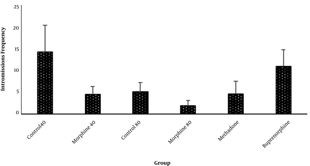 Intromission frequency in the morphine-dependent and methadone/buprenorphine detoxified mice Intromission frequency in the morphine-dependent and methadone/buprenorphine detoxified mice