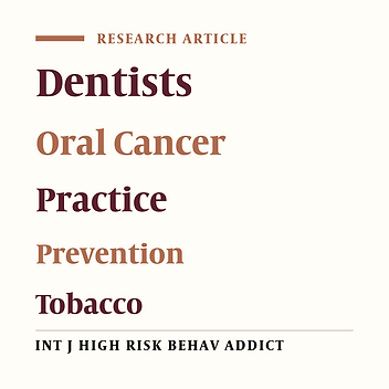 Oral Cancer: Prevention and Early Detection, Dentists’ Opinions and Practices (Mashhad-Iran)