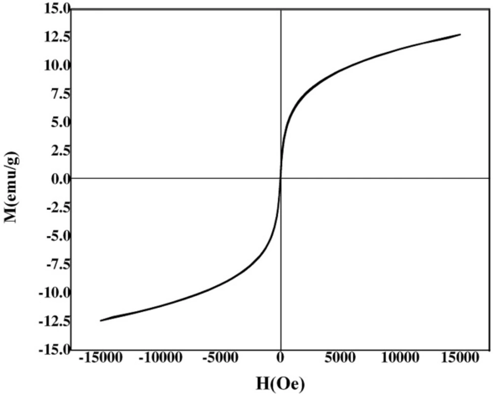 VSM magnetization curve of Pd/Fe<sub>3</sub>O<sub>4</sub> NPs.