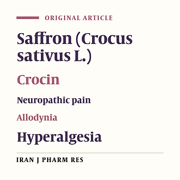 Effects of Saffron (Crocus sativus L.) Stigma Extract and its Active Constituent Crocin on Neuropathic Pain Responses in a Rat Model of Chronic Constriction Injury