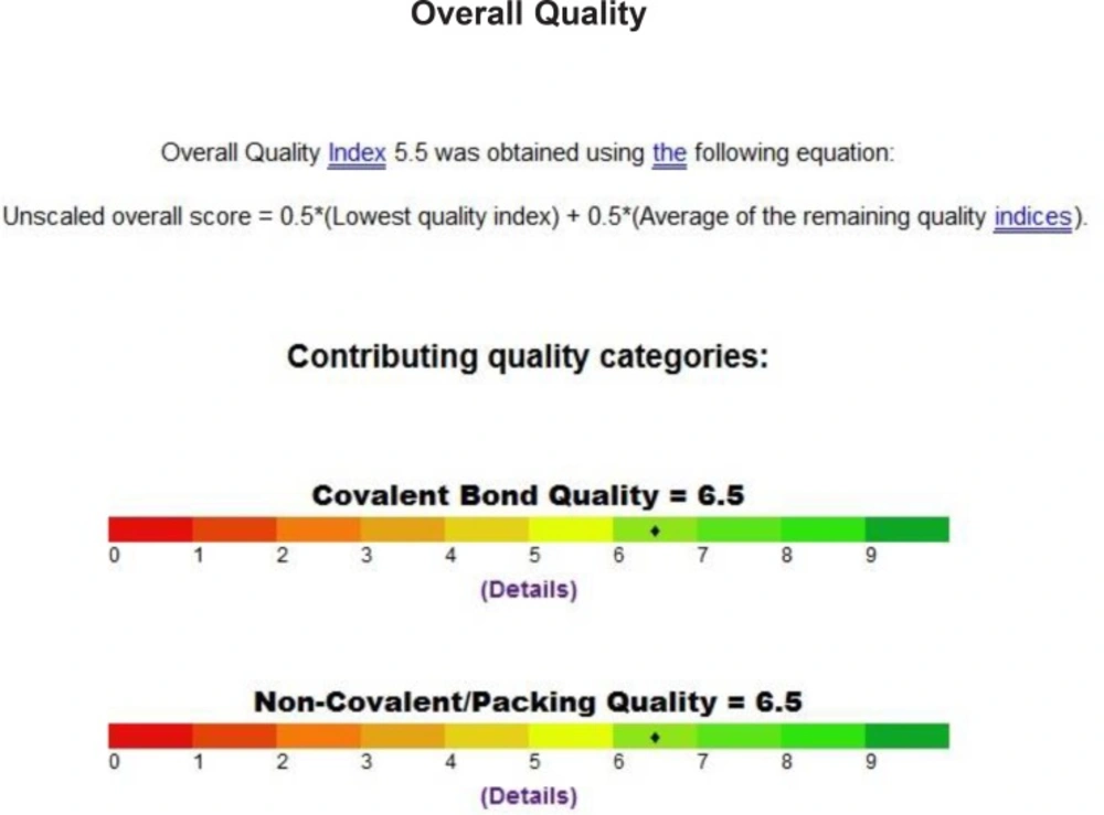 Quality of the PDB file that was used using the Prosess