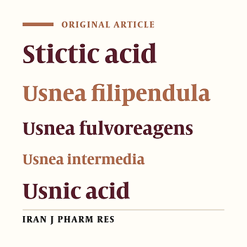 Antioxidant and Antimicrobial Potential, and HPLC Analysis of Stictic and Usnic Acids of Three Usnea Species from Uludag Mountain (Bursa, Turkey)