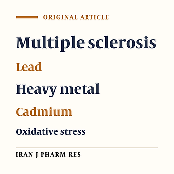 Blood Concentrations of Cadmium and Lead in Multiple Sclerosis Patients from Iran