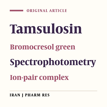 Validated Spectrophtometric Method for Determination of Tamsulosin in Bulk and Pharmaceutical Dosage Forms