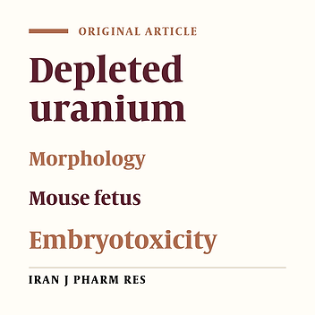 Embryo Toxic Effects of Depleted Uranium on the Morphology of the Mouse Fetus