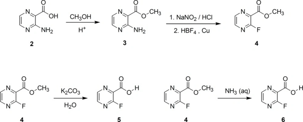 Preparation of flourinated analogs of pyrazinamide