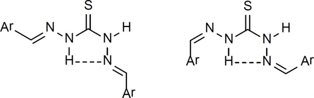 Existence of possible intramolecular H-bond in both E and Z isomers. H-bonds are shown by dashed lines.