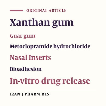 Freeze-dried Xanthan/Guar Gum Nasal Inserts for the Delivery of Metoclopramide Hydrochloride