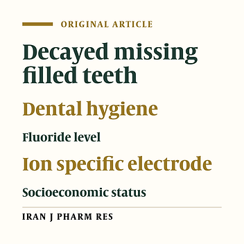 Association of Saliva Fluoride Level and Socioeconomic Factors with Dental Caries in 3-6 Years Old Children in Tehran-Iran