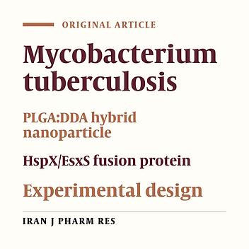 Cover image of the article: Formulation and Optimization of a New Cationic Lipid-Modified PLGA Nanoparticle as Delivery System for Mycobacterium tuberculosis HspX/EsxS Fusion Protein: An Experimental Design