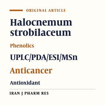 UPLC–ESI-PDA–Msn Profiling Of Phenolics Involved In Biological Activities Of The Medicinal Plant Halocnemum Strobilaceum (Pall.)