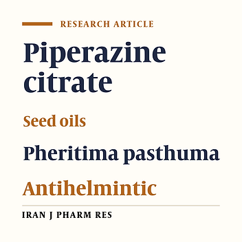 In Vitro Antihelmintic Property of Various Seed Oils