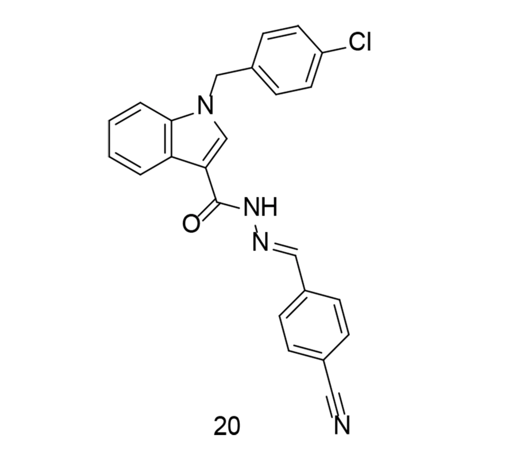 Indole-arylidene analog 20 as a dual cyclooxygenases-2 (COX-2)/tumor necrosis factor-alpha (TNF-α) inhibitor Indole-arylidene analog 20 as a dual cyclooxygenases-2 (COX-2)/tumor necrosis factor-alpha (TNF-α) inhibitor