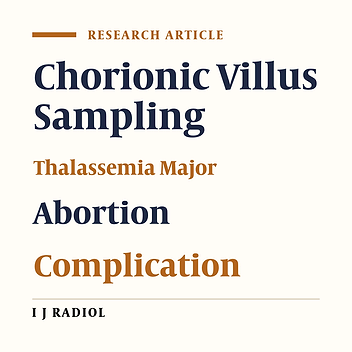 Chorionic Villus Sampling Complications in Prenatal Diagnosis of Thalassemia Major