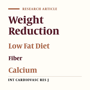 Effect of Two Isocaloric Diets, Low Fat- High Calcium and Low Fat- High Fiber on Weight Reduction, Lipid Profile, and Blood Pressure