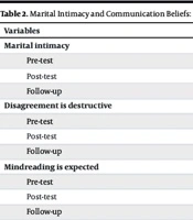 Influence of Olson's Circumplex Model on Marital Intimacy and Communication Beliefs of War Veterans and Their Spouses