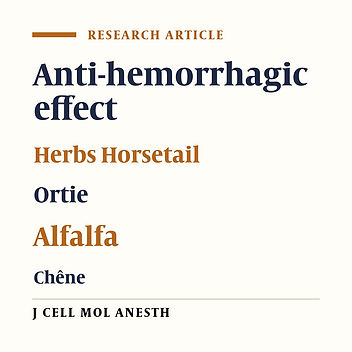 Anti-Hemorrhagic Effect of Horsetail, Ortie, Alfalfa, Chêne, and Aleppo oakin an Experimental Model of Rats - a Potential Theoretic Approach for Traumatic Bleeding