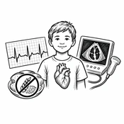 Cardiac Electrophysiological and Functional Findings in Children with Celiac Disease>: An Electrocardiographic and Echocardiographic Study (AI-generated illustration)
