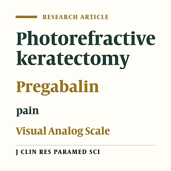 Evaluation of single dose Pregabalin vs. placebo in reducing post–  Photorefractive Keratectomy pain