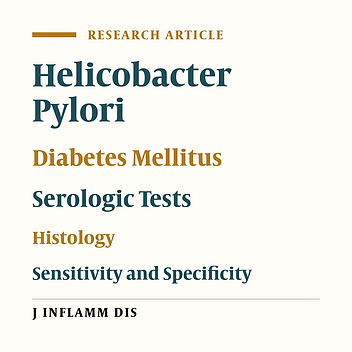 Comparison of diagnostic accuracy of serologic test with histology for Helicobacter pylori in diabetic patients with dyspepsia