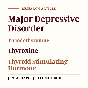 Cover image of the article: Assessment of Serum Tri-Iodothyronine (T3), Thyroxin (T4) and Thyroid-Stimulating Hormone (TSH) Levels Among Patients With Major Depressive Disorder (MDD) in Hamedan, Northwestern Iran