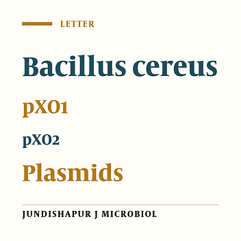 Cover image of the article: pXO1-and pXO2-like Plasmids in Bacillus cereus and B. thuringiensis