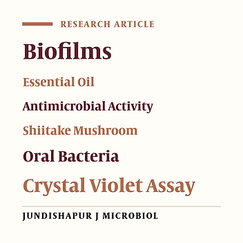 Inhibitory and Disruptive Effects of Shiitake Mushroom (Lentinula edodes) Essential Oil Extract on Oral Biofilms