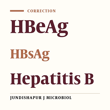 Corrigendum to: Comparison of Serum Hepatitis B Virus DNA and HBsAg Levels Between HBeAg-Negative and HBeAg-Positive Chronic Hepatitis B Patients [Published in Jundishapur Journal of Microbiology. 2015 March; 8(3): e21444]