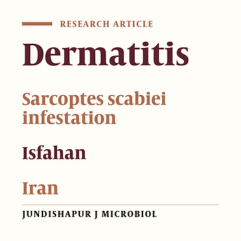 Frequency of Sarcoptes scabiei infestation in patients referred to the parasitology laboratory in Isfahan, Iran (1996-2002).