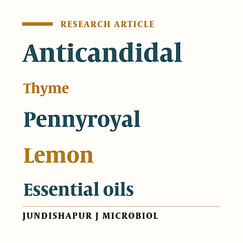 Laboratory study of anticandidal activity of thyme, pennyroyal and lemon essential oils by micro dilution method