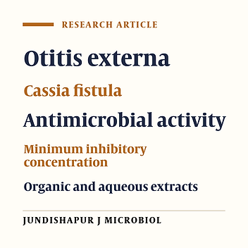 In vitro efficacy of amaltas (Cassia fistula L.) against the pathogens causing otitis externa