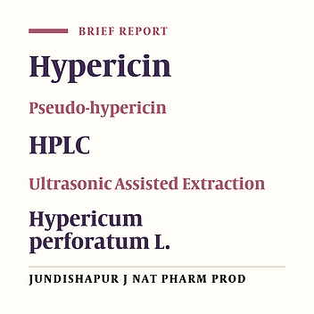 A Simple Method for Extraction and Purification of Hypericins from St John’s Wort