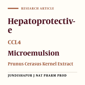 Cover image of the article: Hepatoprotective Effect of Microemulsion-Based System of Prunus Cerasus Kernel Extract on CCL4-induced Liver Damage in Mice
