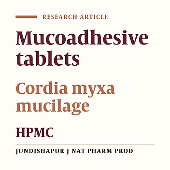 Formulation and Characterization of Oral Mucoadhesive Chlorhexidine Tablets Using Cordia myxa Mucilage