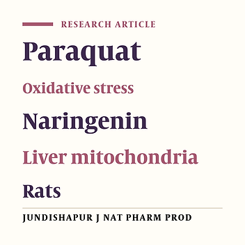 The Ameliorative Effect of Naringenin on Paraquat-Induced Toxicity in Mitochondria Isolated from Rats