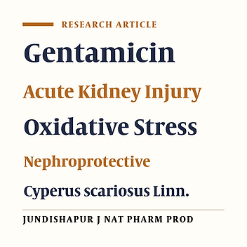 Evaluation of Nephroprotective Effects of Hydroalcoholic Extract of Cyperus scariosus Linn. in Gentamicin-induced Acute Kidney Injury in Wistar Albino Rats